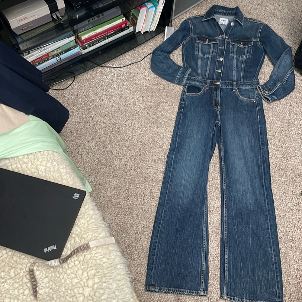 Zara Dark Blue Denim Jumpsuit
